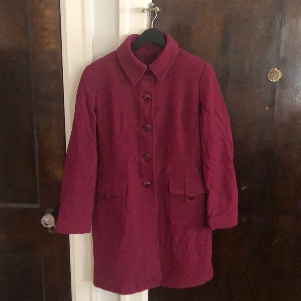 Raspberry Thigh Length Coat
